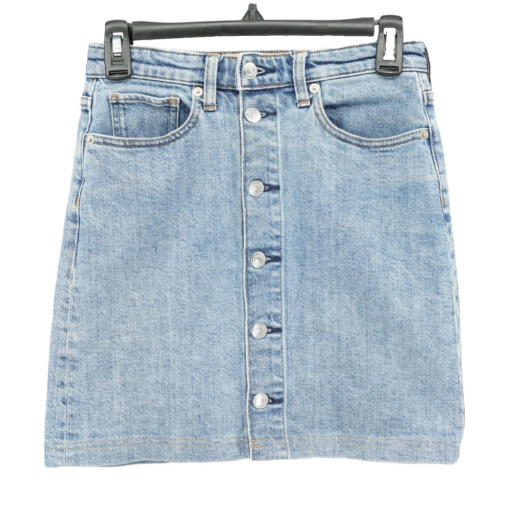 Everlane Denim Skirt SZ 26 Button Up Western Country Cowgirl Preppy Academic